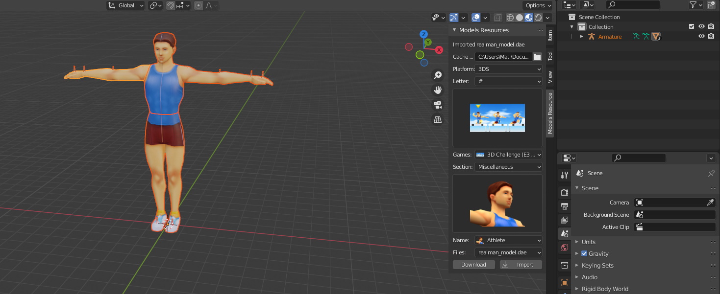 ModelsResource Blender addon importer